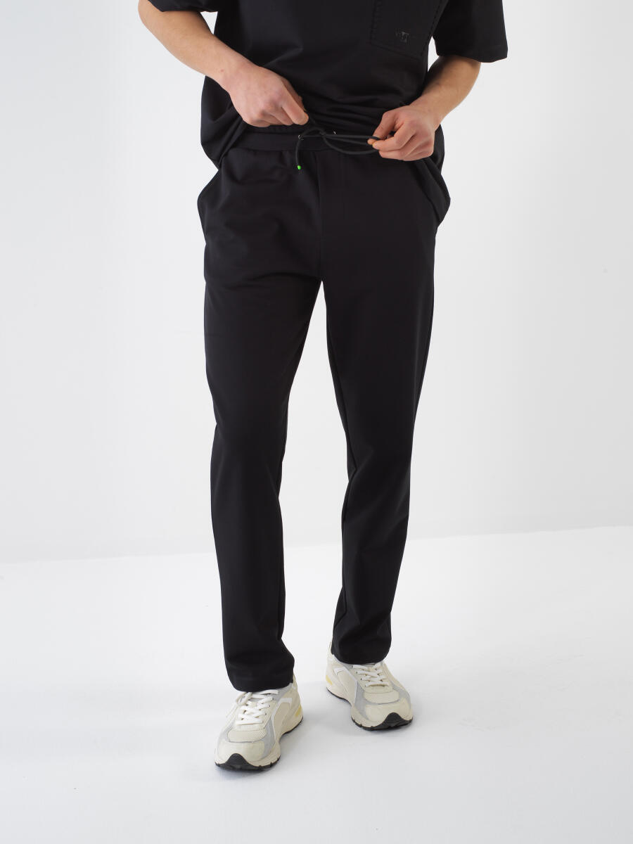 Siyah Regular Fit Pamuklu Sweat Pantolon