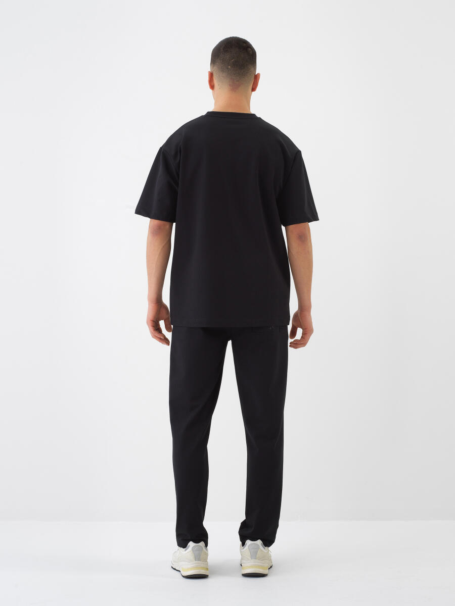 Siyah Regular Fit Pamuklu Sweat Pantolon - 5