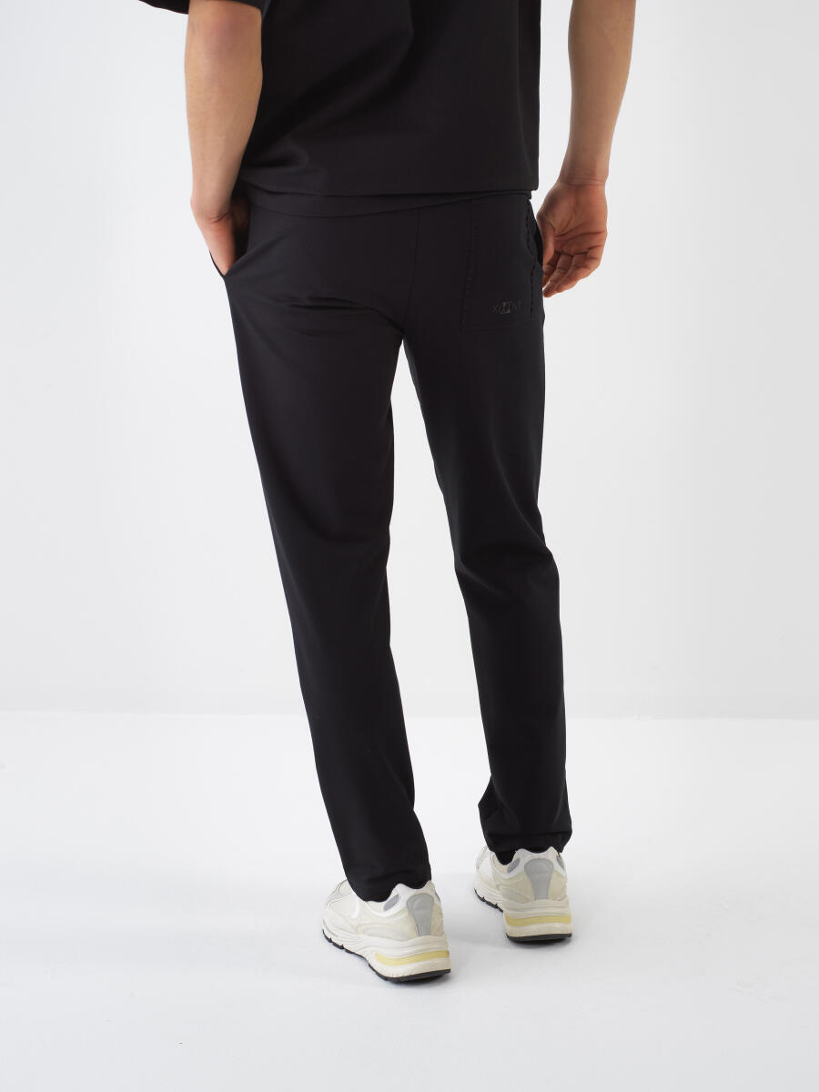 Siyah Regular Fit Pamuklu Sweat Pantolon - 4