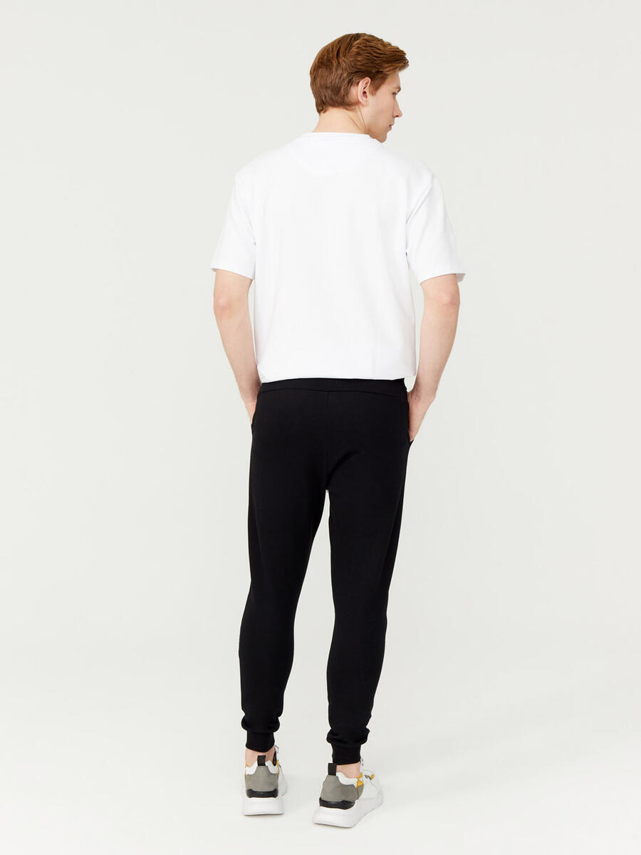 Siyah Slim Fit Pamuklu Sweat Pantolon - 4