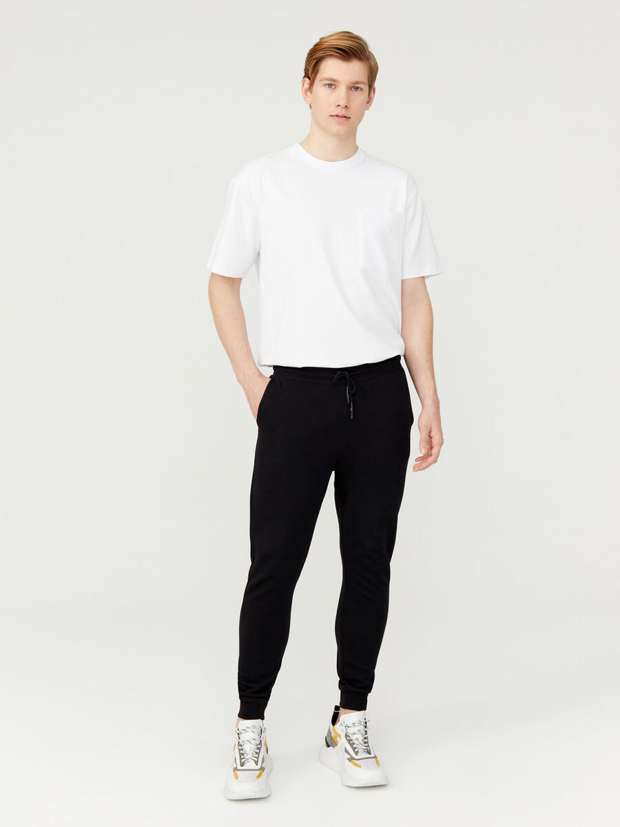 Siyah Slim Fit Pamuklu Sweat Pantolon - 2
