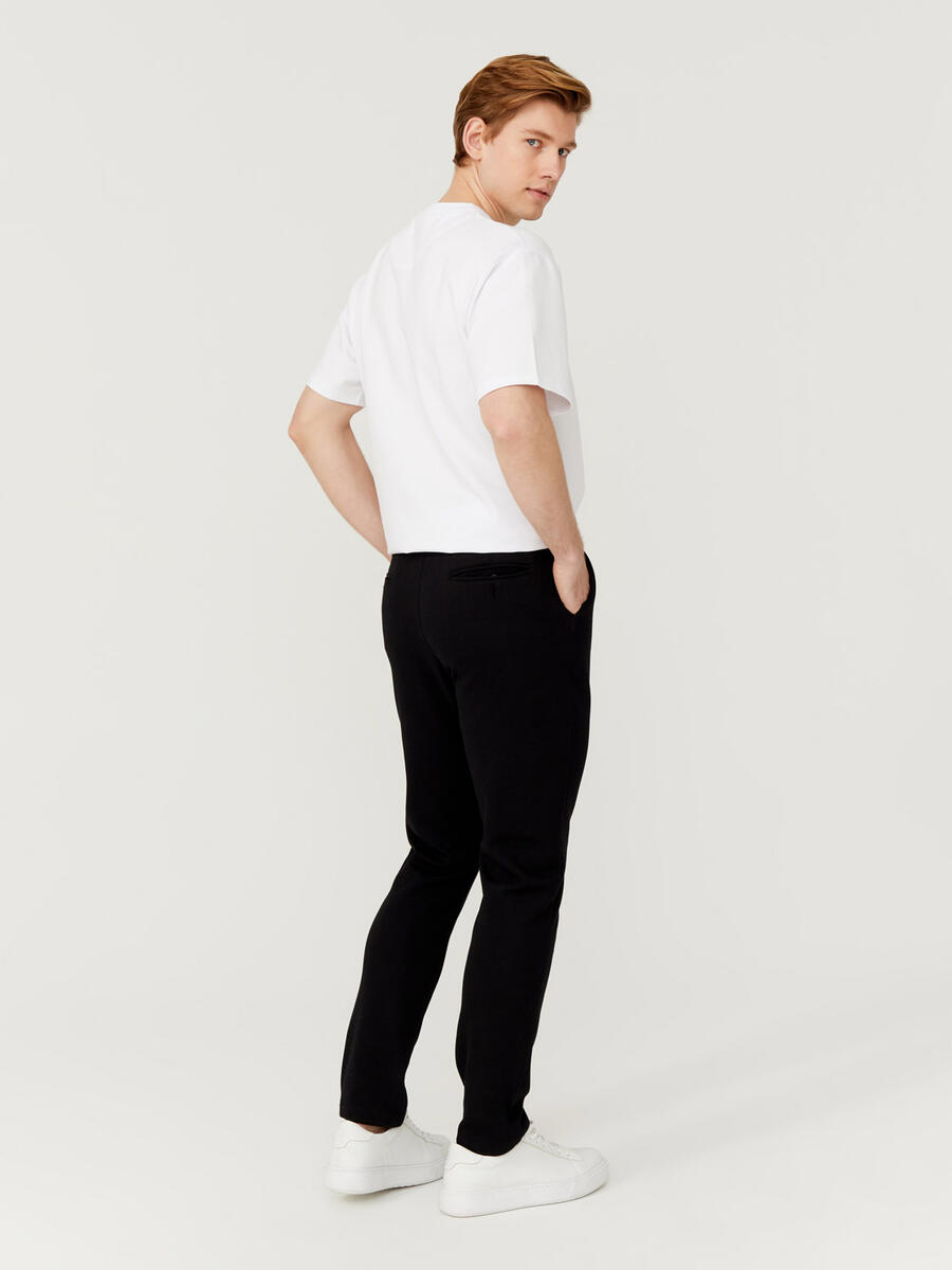 Siyah Slim Fit Pamuklu Sweat Pantolon - 4