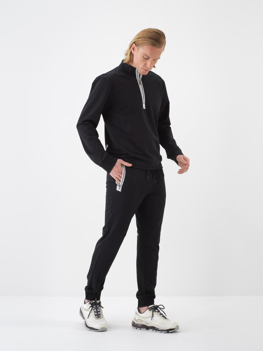 Siyah Slim Fit Pamuklu Sweat Pantolon - 2