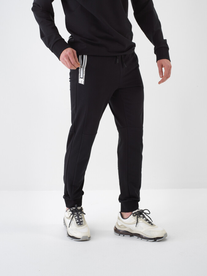 Siyah Slim Fit Pamuklu Sweat Pantolon - Xint