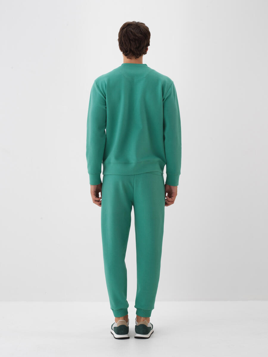 Yeşil Pamuk Dokulu Regular Fit Sweat Pantolon - 4