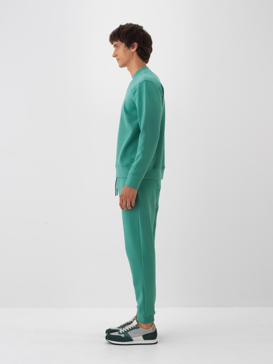 Yeşil Pamuk Dokulu Regular Fit Sweat Pantolon - 3