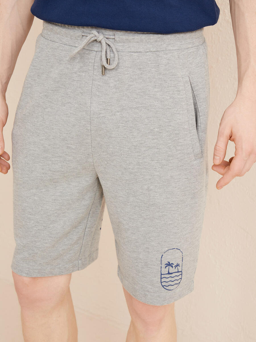 Gri Regular Fit Pamuklu Sweat Şort - 4