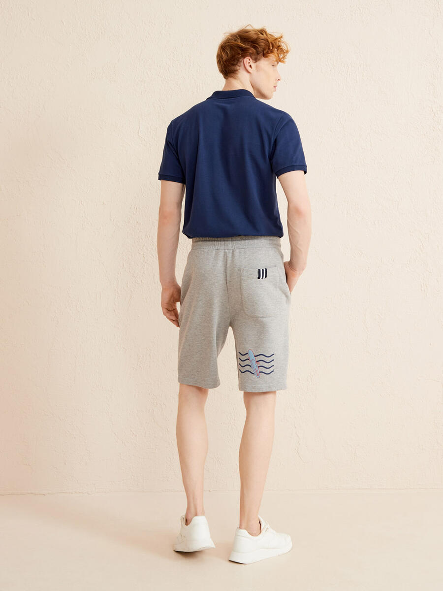 Gri Regular Fit Pamuklu Sweat Şort - 2