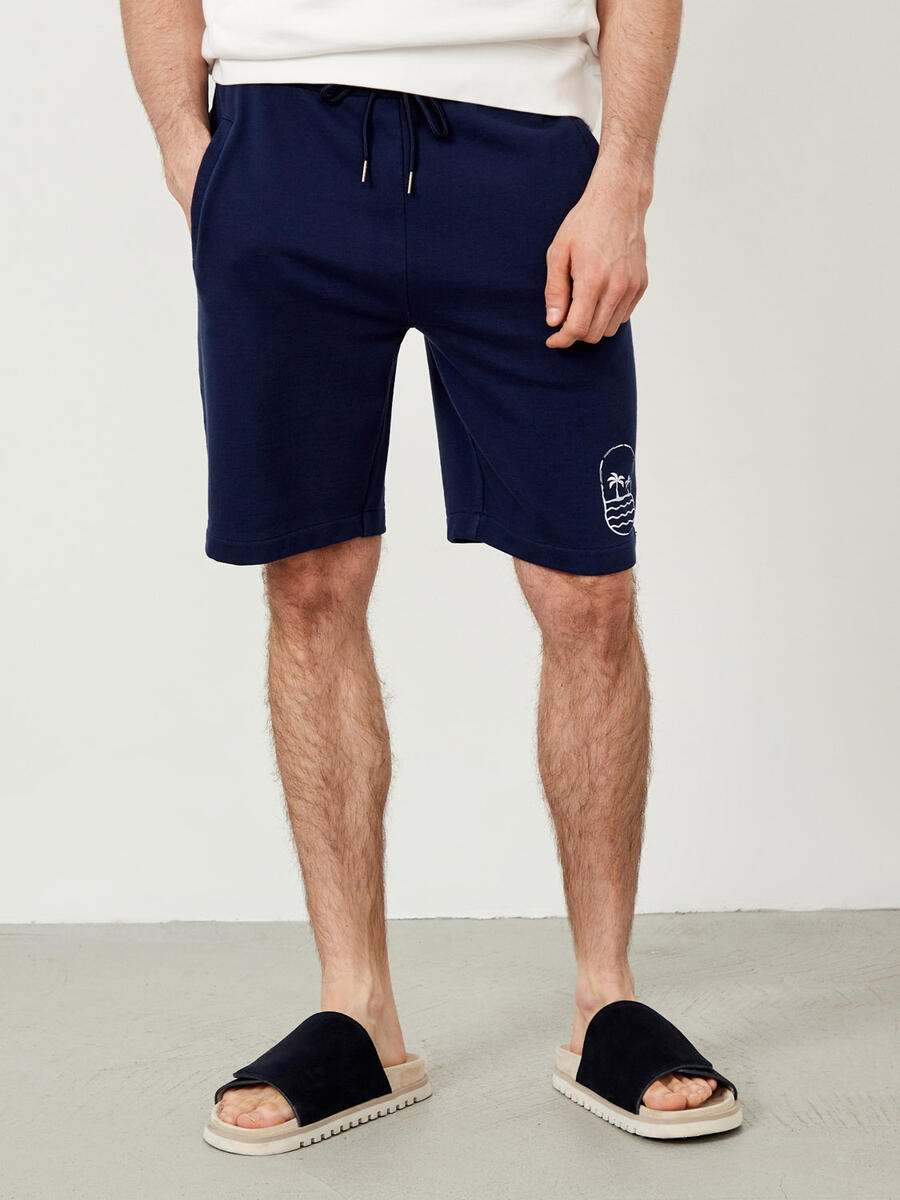 Lacivert Regular Fit Pamuklu Sweat Şort