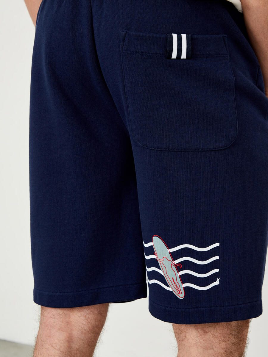 Lacivert Regular Fit Pamuklu Sweat Şort - 3