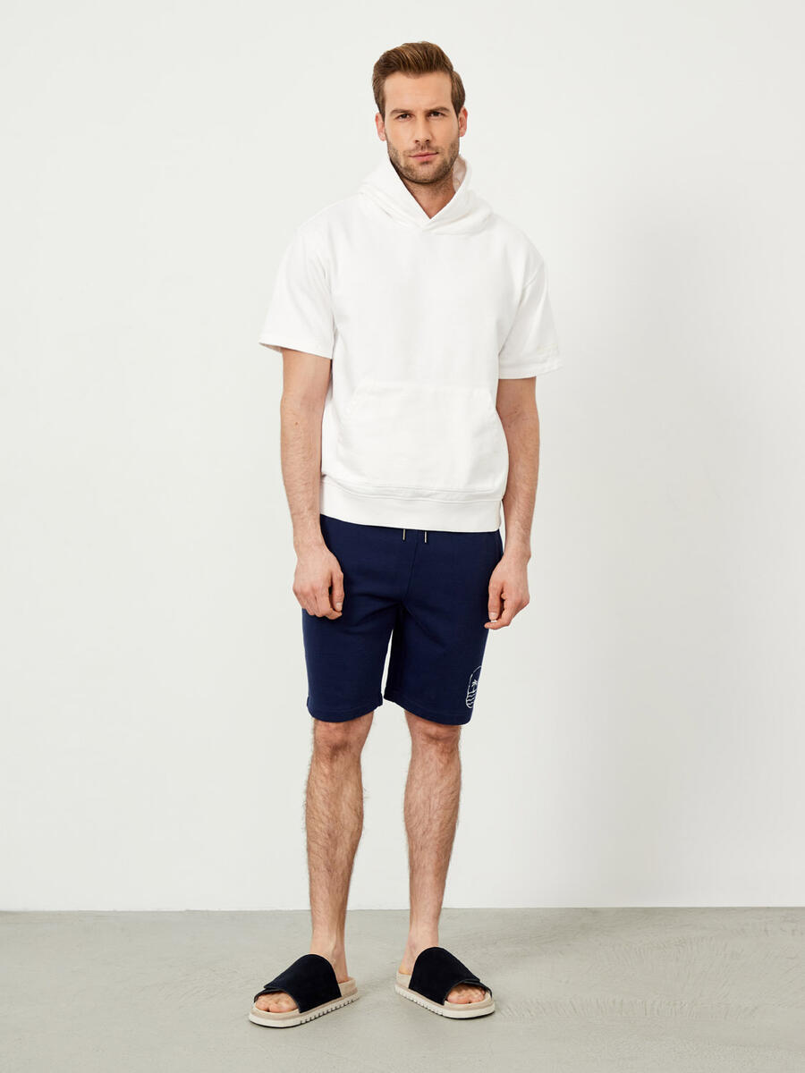 Lacivert Regular Fit Pamuklu Sweat Şort - 2