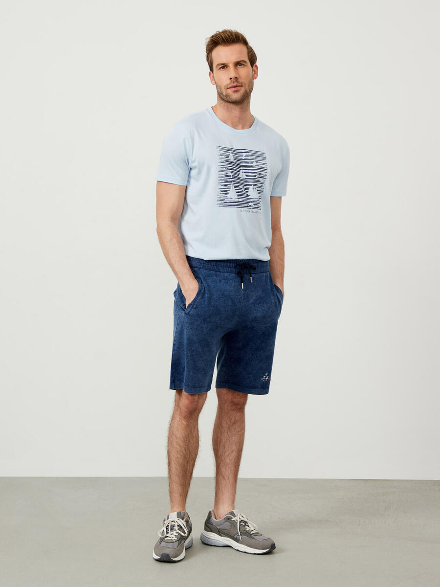 Lacivert Regular Fit Pamuklu Sweat Şort - 2