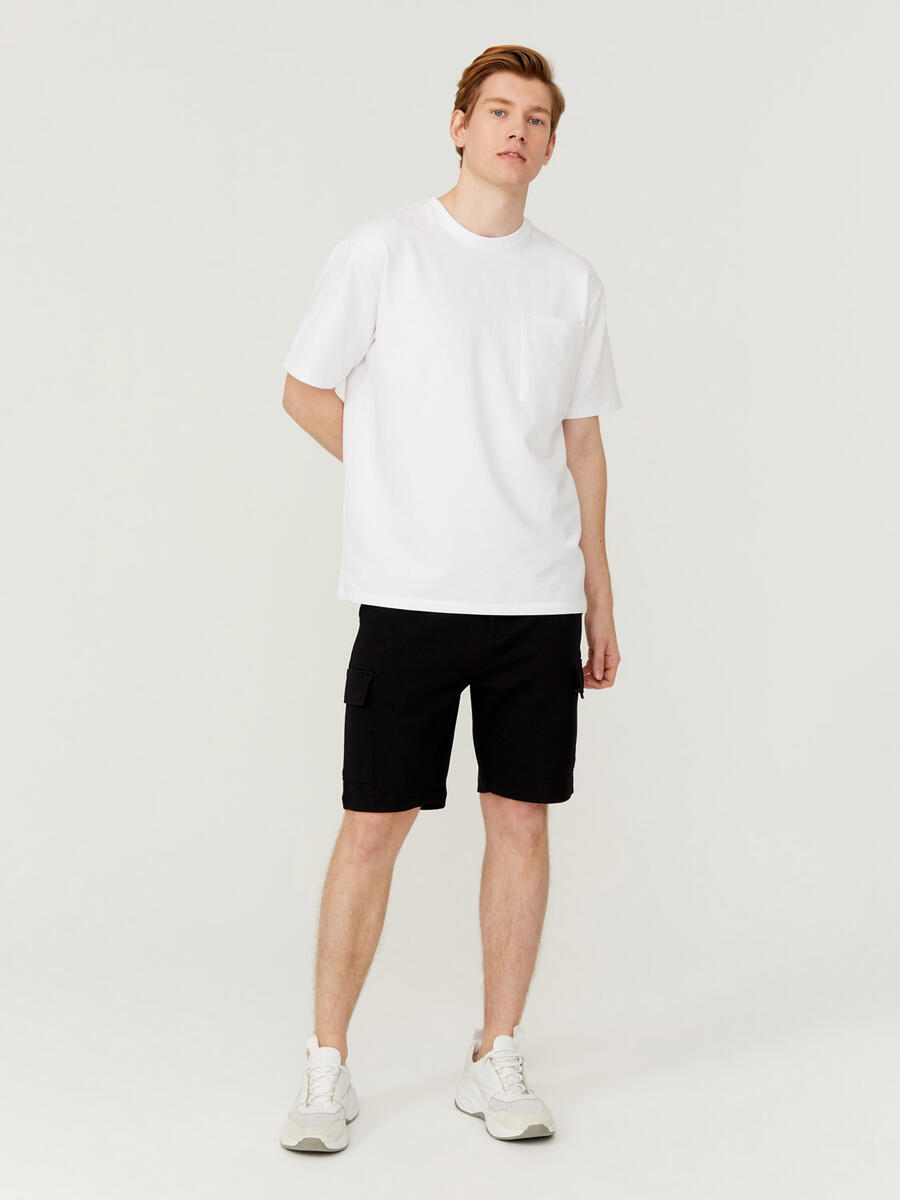 Siyah Regular Fit Pamuklu Sweat Şort - 2