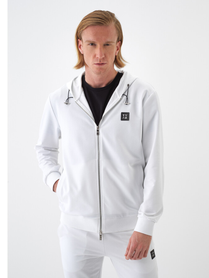 Beyaz Regular Fit Pamuklu Sweatmont - Xint