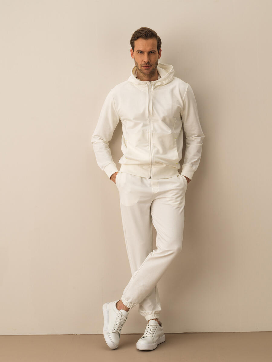 Beyaz Slim Fit Pamuklu Sweatmont - 2