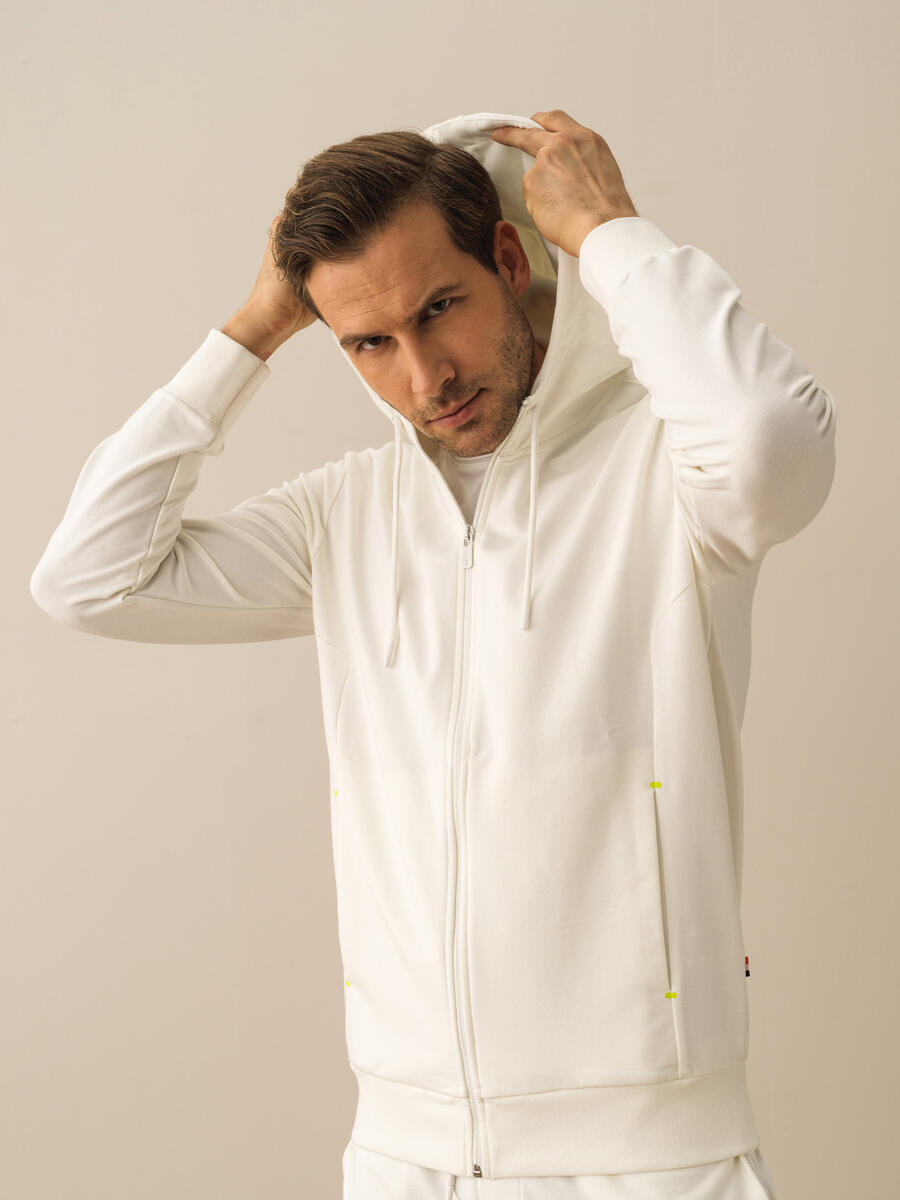Beyaz Slim Fit Pamuklu Sweatmont