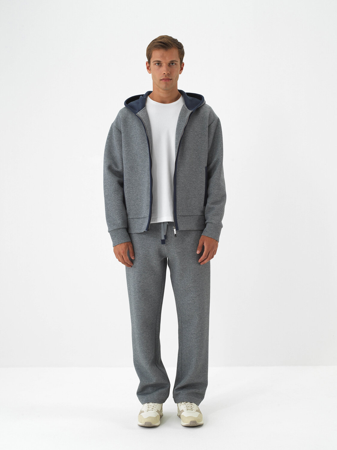 Gri Pamuk Dokulu Oversize Sweatmont - Xint