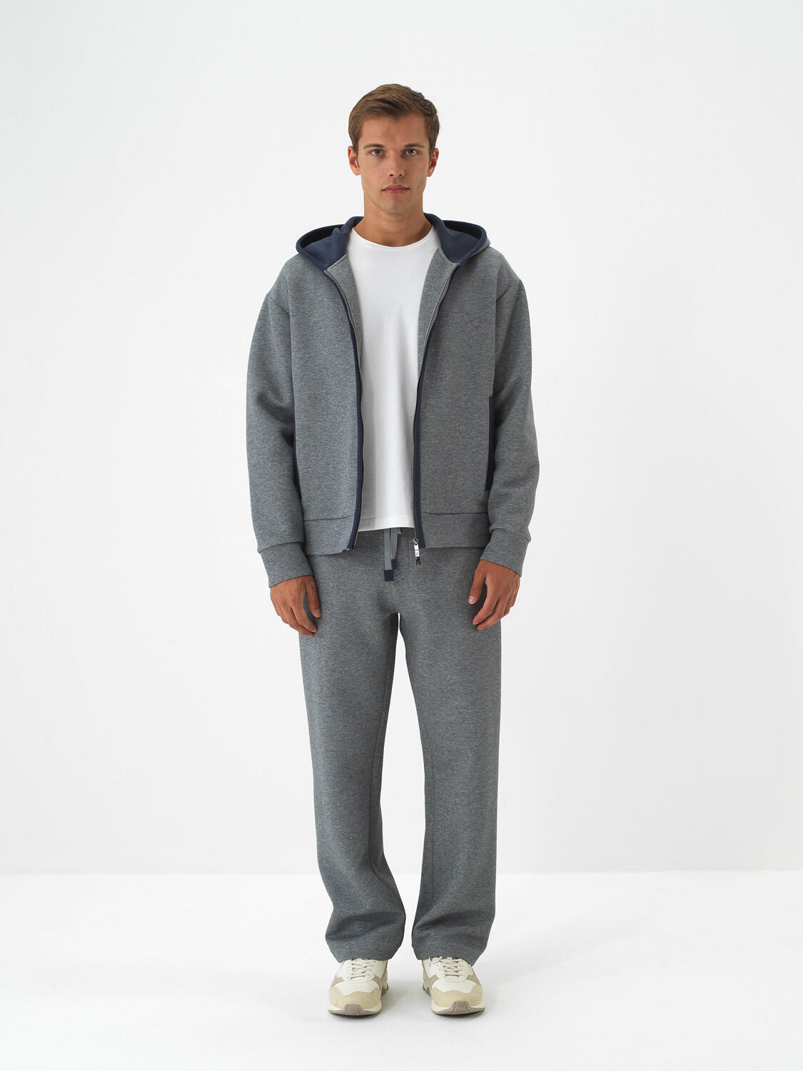 Gri Pamuk Dokulu Oversize Sweatmont - 2