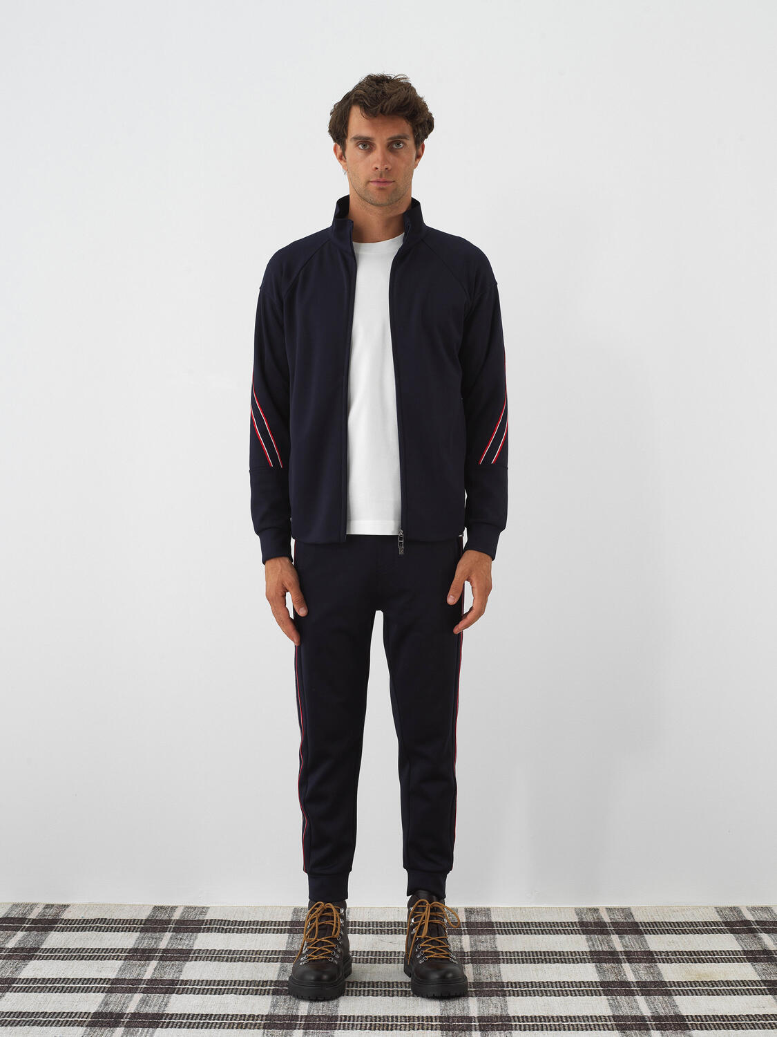 Lacivert Esnek Dokulu Regular Fit Sweatmont - 2