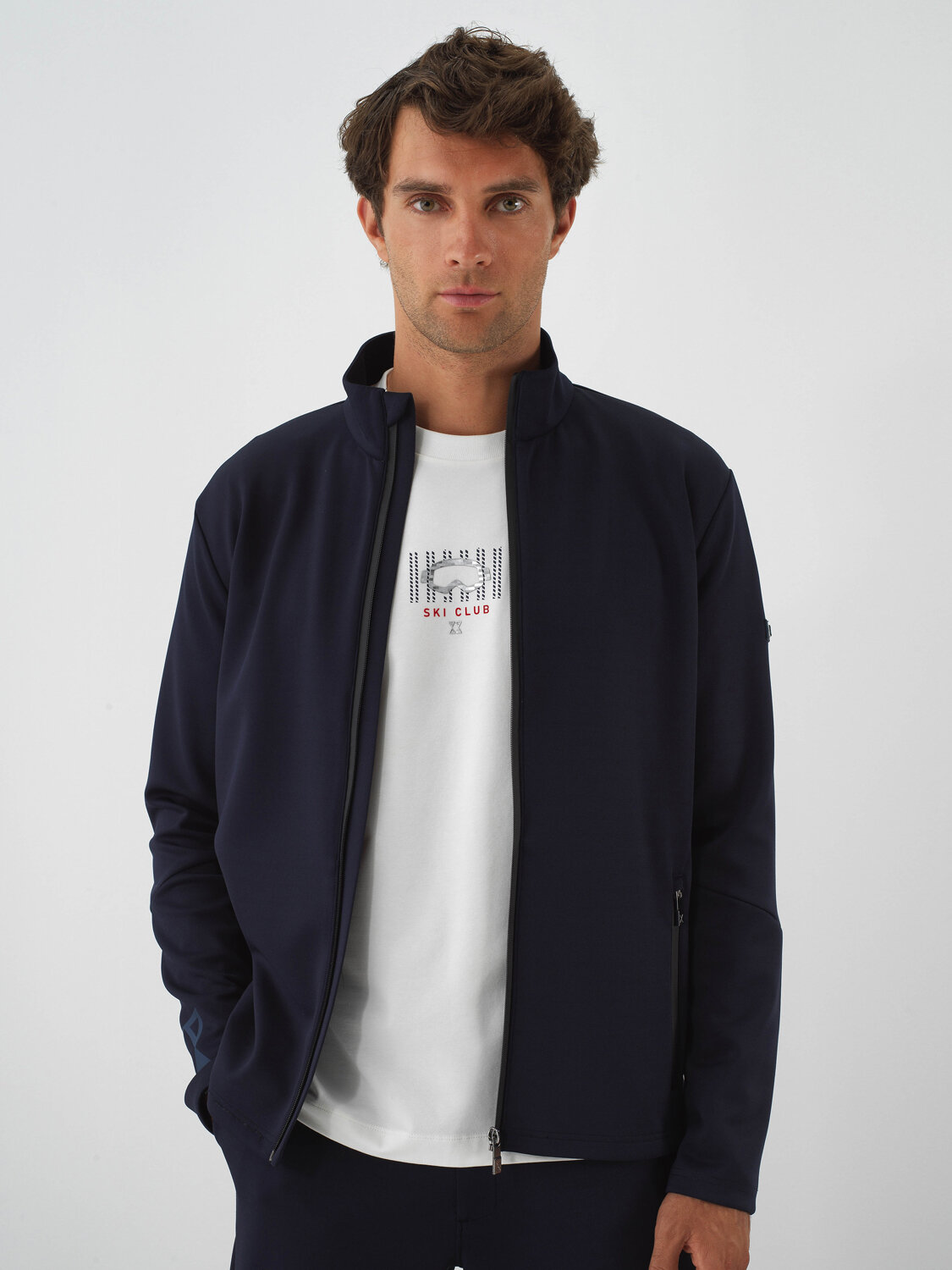 Lacivert Esnek Dokulu Regular Fit Sweatmont - Xint