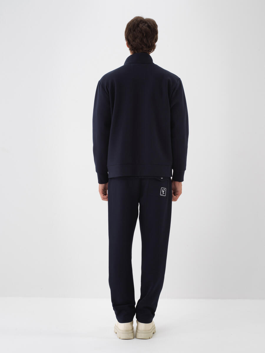 Lacivert Pamuk Dokulu Regular Fit Sweatmont - 4