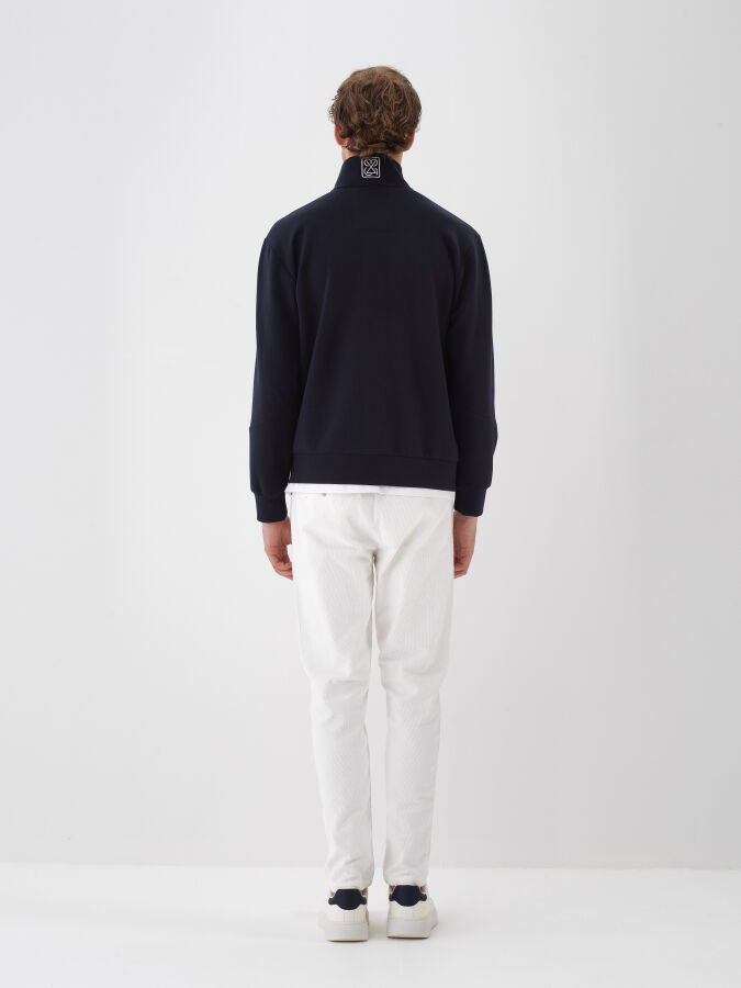 Lacivert Pamuk Dokulu Regular Fit Sweatmont - Xint