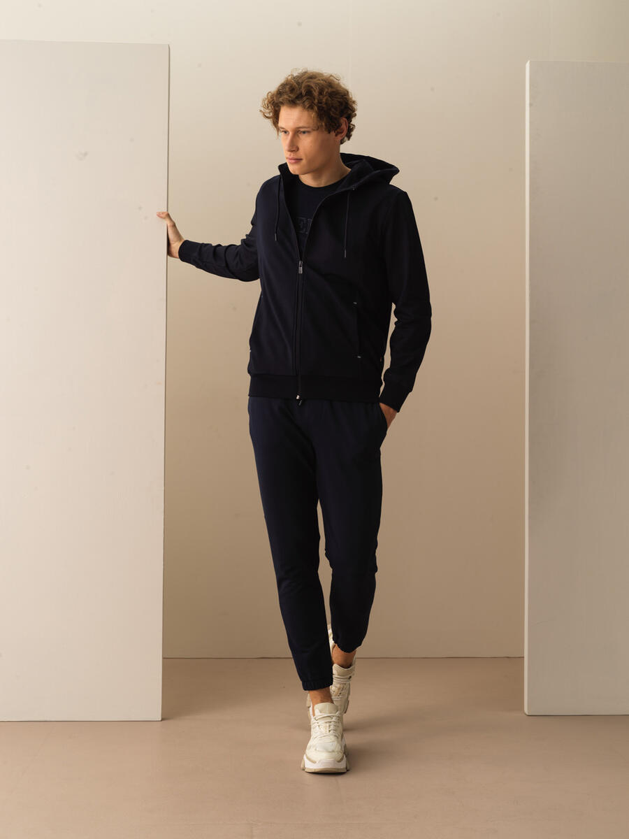 Lacivert Slim Fit Pamuklu Sweatmont - 2
