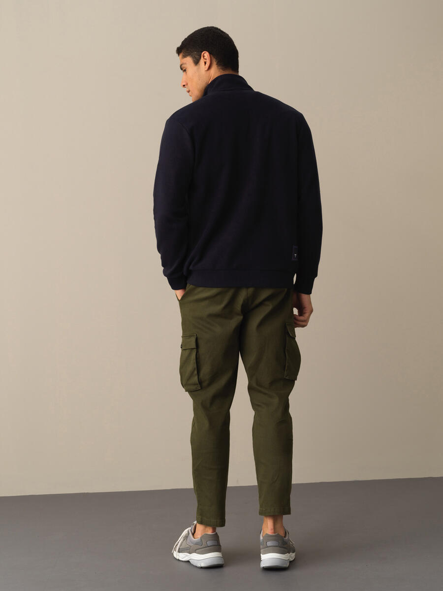 Lacivert Pamuk Dokulu Regular Fit Sweatmont - 4