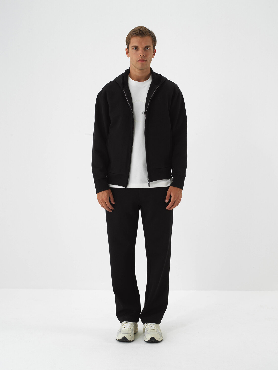 Siyah Pamuk Dokulu Oversize Sweatmont - Xint