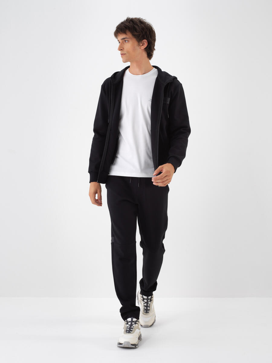 Siyah Pamuk Dokulu Regular Fit Sweatmont - 3