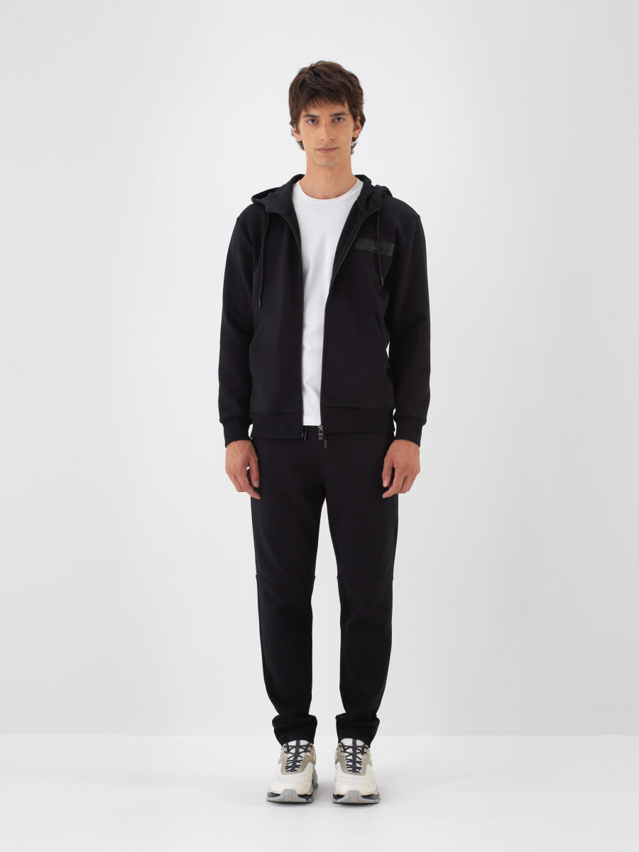 Siyah Pamuk Dokulu Regular Fit Sweatmont - 2