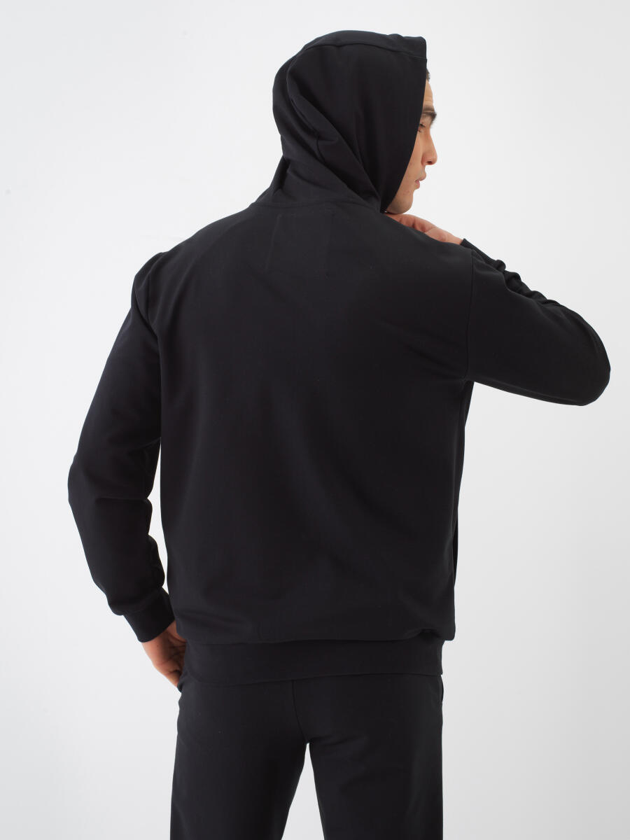 Siyah Regular Fit Pamuklu Sweatmont - 4