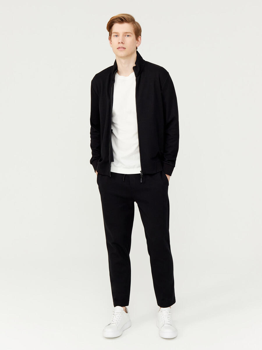 Siyah Slim Fit Pamuklu Sweatmont - 2