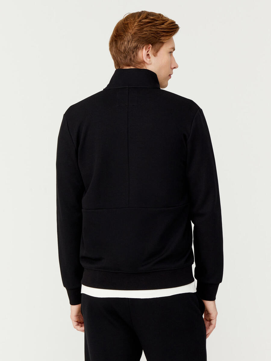 Siyah Slim Fit Pamuklu Sweatmont - 4