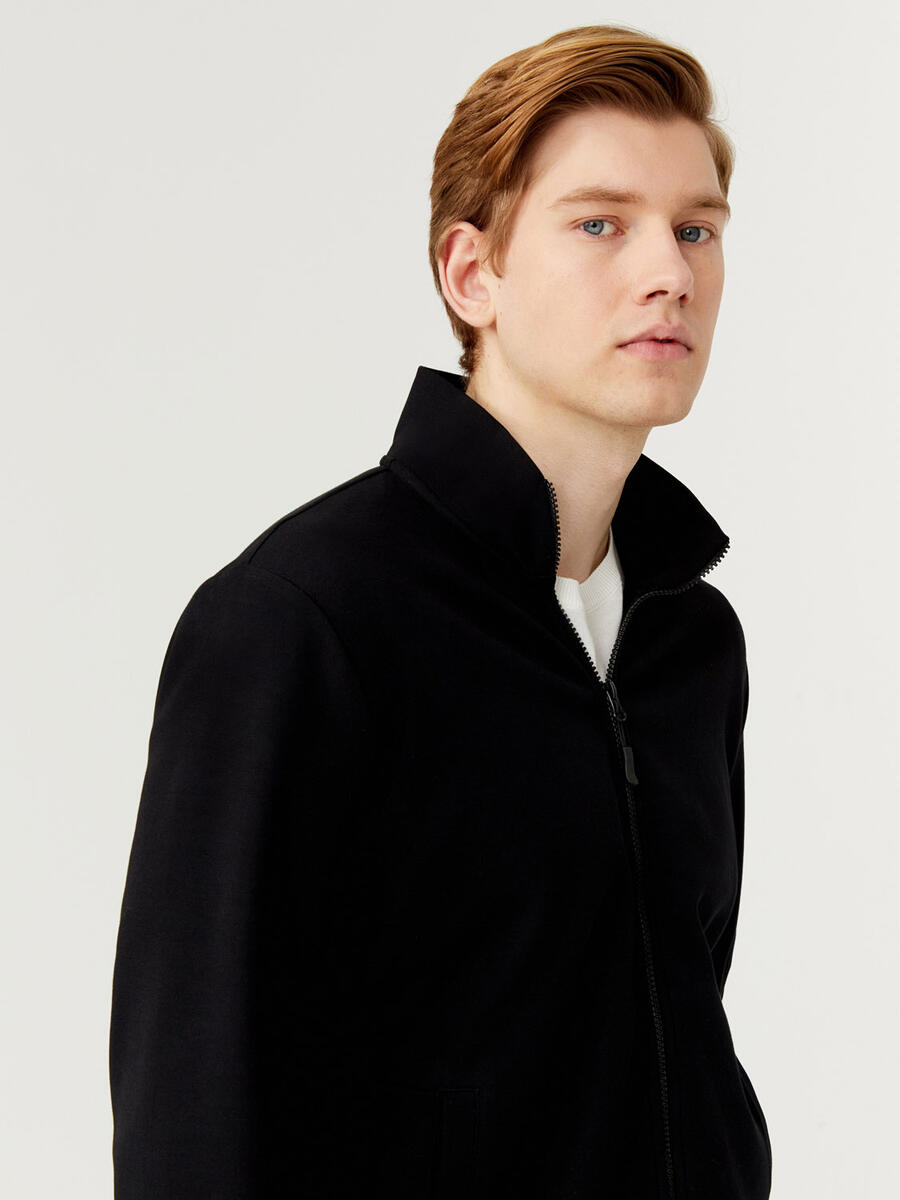 Siyah Slim Fit Pamuklu Sweatmont - 3