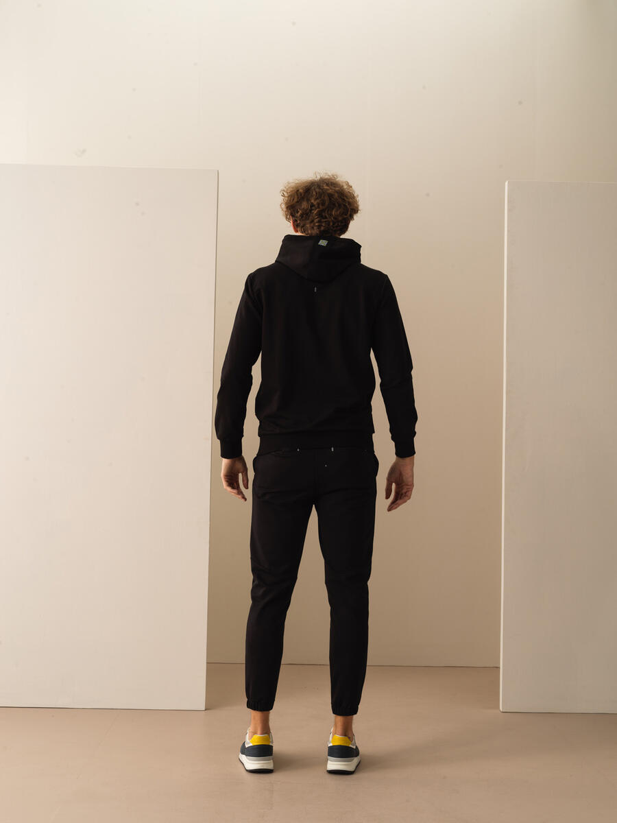 Siyah Slim Fit Pamuklu Sweatmont - 4