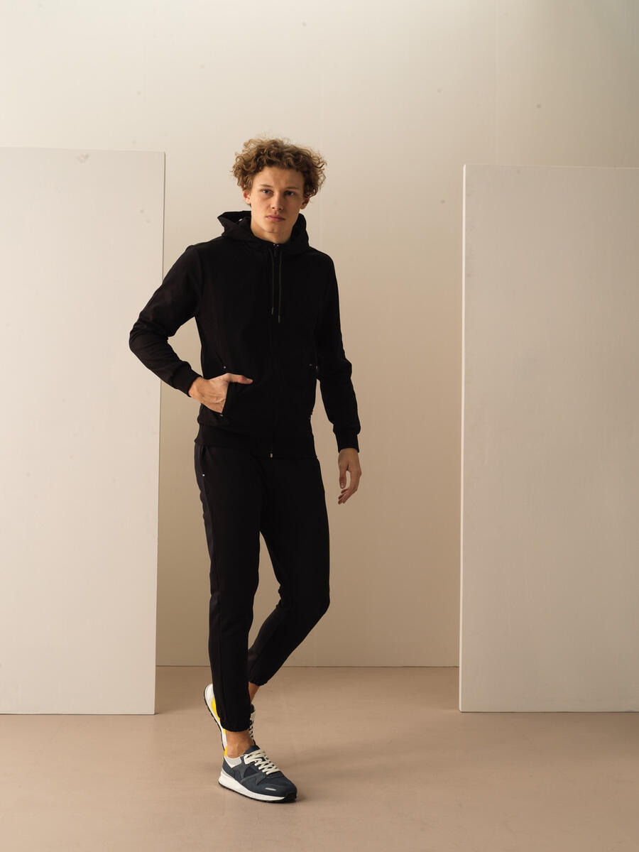 Siyah Slim Fit Pamuklu Sweatmont - 2