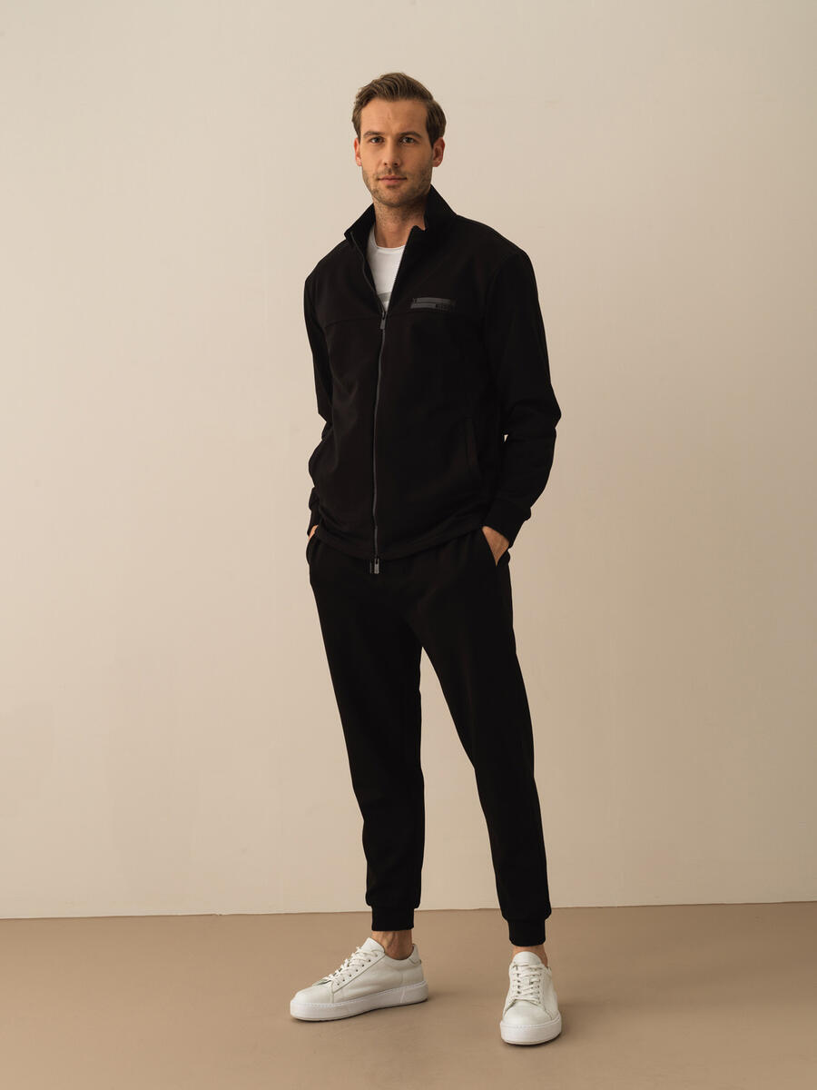 Siyah Slim Fit Pamuklu Sweatmont - 2