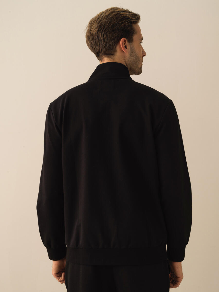 Siyah Slim Fit Pamuklu Sweatmont - 4