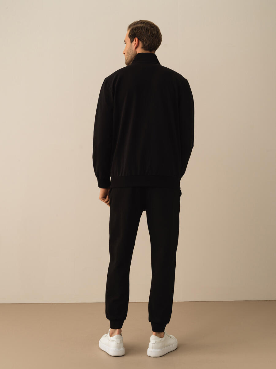 Siyah Slim Fit Pamuklu Sweatmont - 5