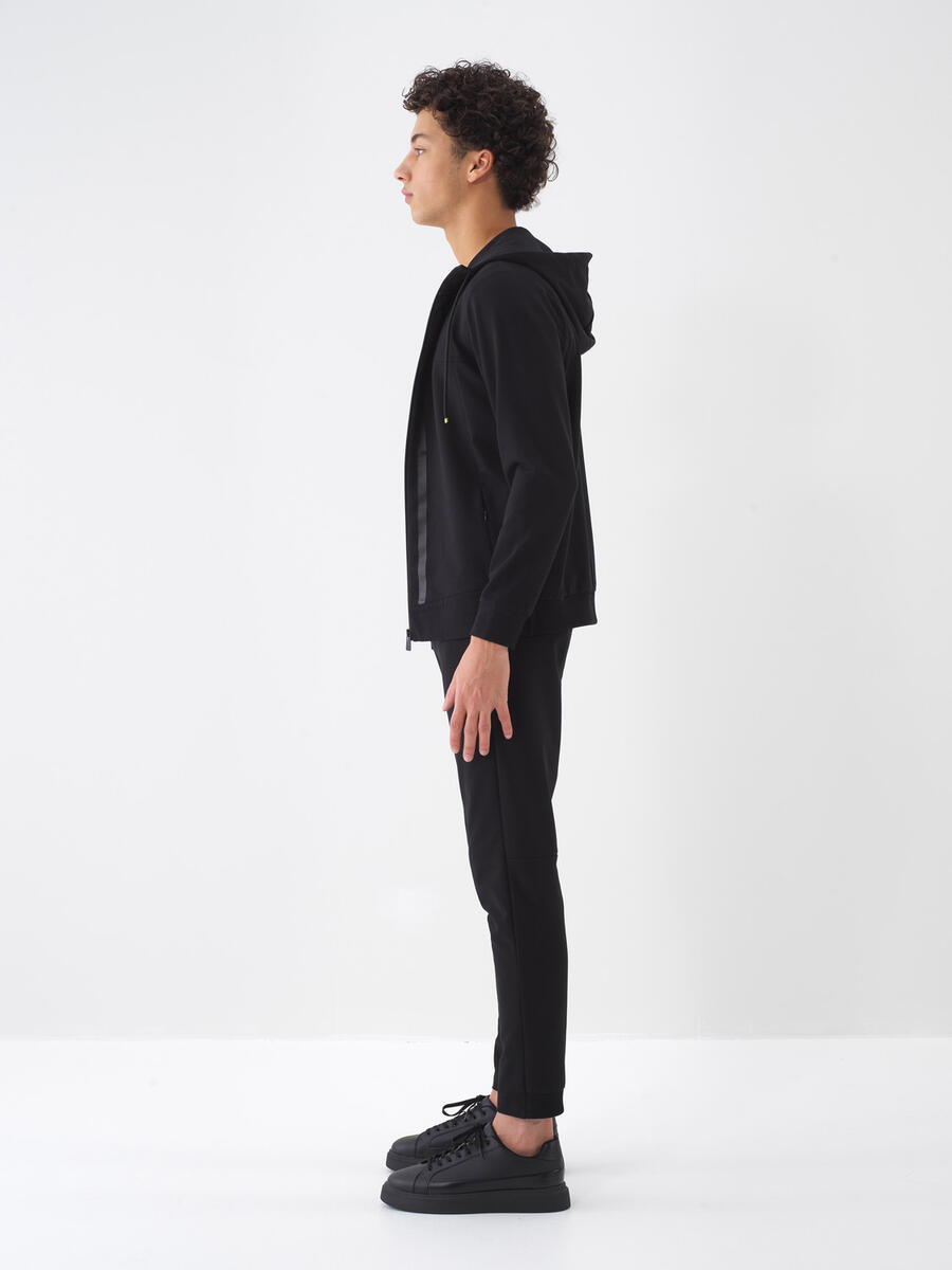 Siyah Slim Fit Pamuklu Sweatmont - 4