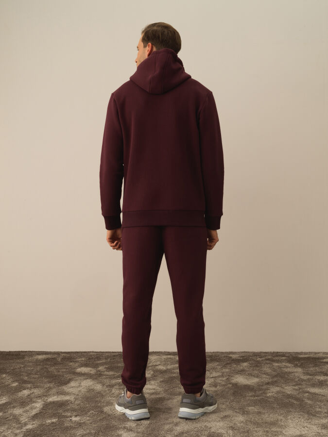 Bordo Pamuk Dokulu Regular Fit Sweatshirt - Xint