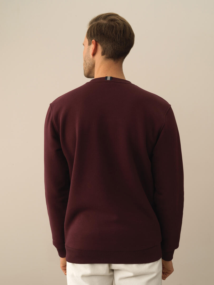 Bordo Pamuk Dokulu Regular Fit Sweatshirt - 3