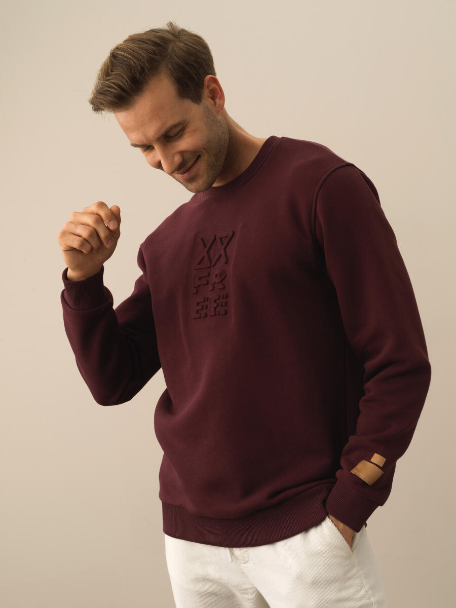 Bordo Pamuk Dokulu Regular Fit Sweatshirt