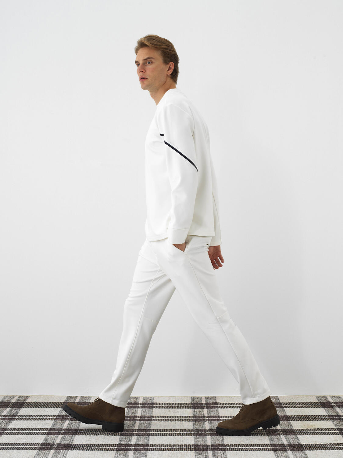 Ekru Esnek Dokulu Regular Fit Sweatshirt - 3