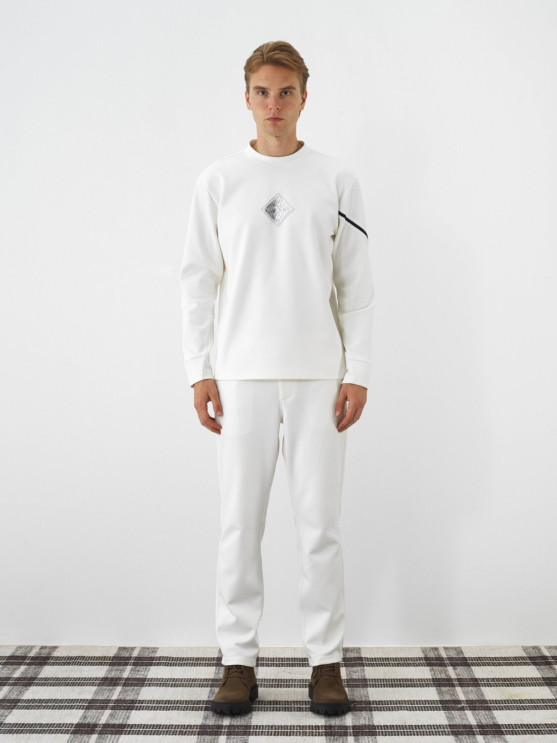Ekru Esnek Dokulu Regular Fit Sweatshirt - Xint