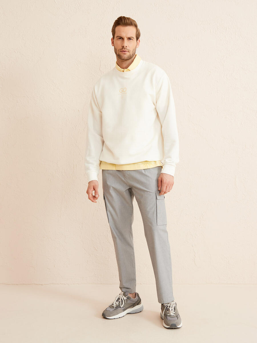 Ekru Oversize Pamuklu Sweatshirt - 3