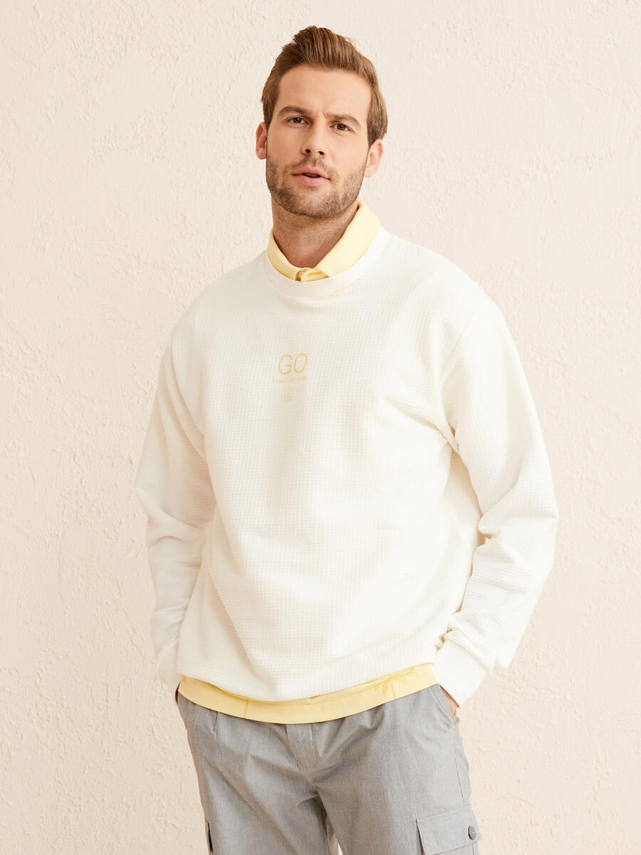 Ekru Oversize Pamuklu Sweatshirt - 4