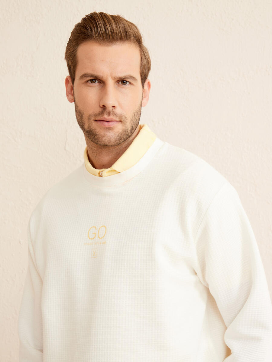 Ekru Oversize Pamuklu Sweatshirt - 2