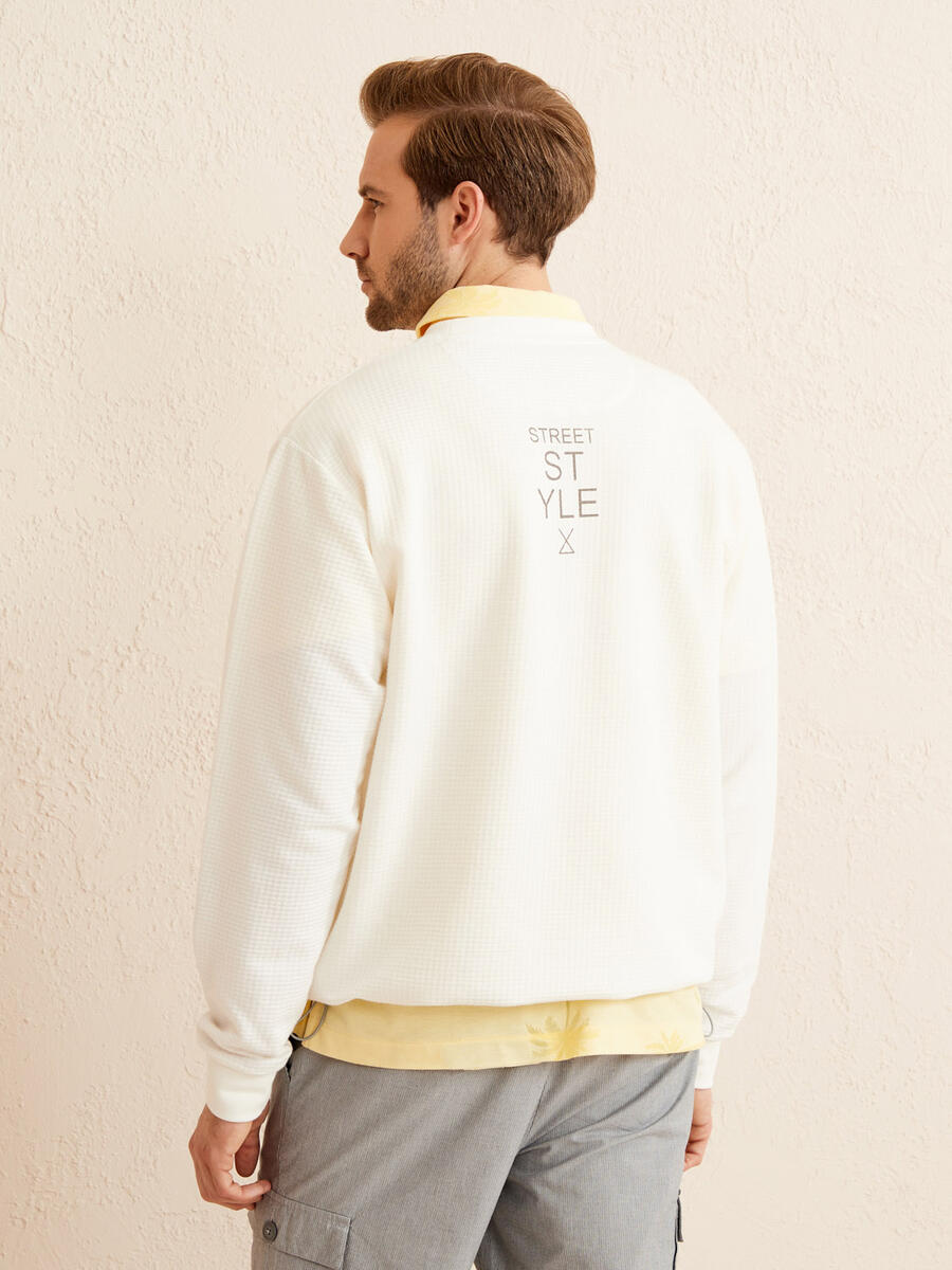 Ekru Oversize Pamuklu Sweatshirt - 5